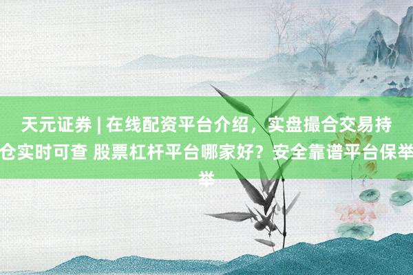 天元证券 | 在线配资平台介绍，实盘撮合交易持仓实时可查 股票杠杆平台哪家好？安全靠谱平台保举