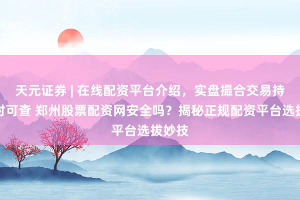 天元证券 | 在线配资平台介绍，实盘撮合交易持仓实时可查 郑州股票配资网安全吗？揭秘正规配资平台选拔妙技