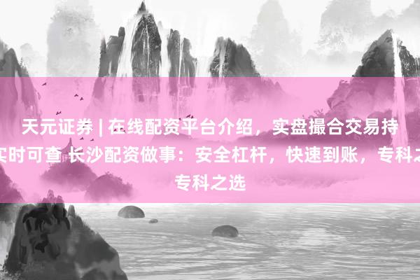 天元证券 | 在线配资平台介绍，实盘撮合交易持仓实时可查 长沙配资做事：安全杠杆，快速到账，专科之选