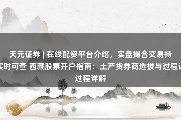 天元证券 | 在线配资平台介绍，实盘撮合交易持仓实时可查 西藏股票开户指南：土产货券商选拔与过程详解
