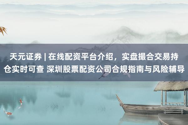 天元证券 | 在线配资平台介绍，实盘撮合交易持仓实时可查 深圳股票配资公司合规指南与风险辅导