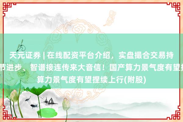 天元证券 | 在线配资平台介绍，实盘撮合交易持仓实时可查 字节进步、智谱接连传来大音信！国产算力景气度有望捏续上行(附股)