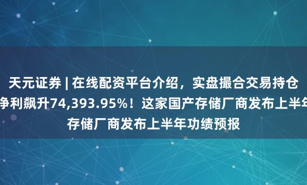 天元证券 | 在线配资平台介绍，实盘撮合交易持仓实时可查 净利飙升74,393.95%！这家国产存储厂商发布上半年功绩预报