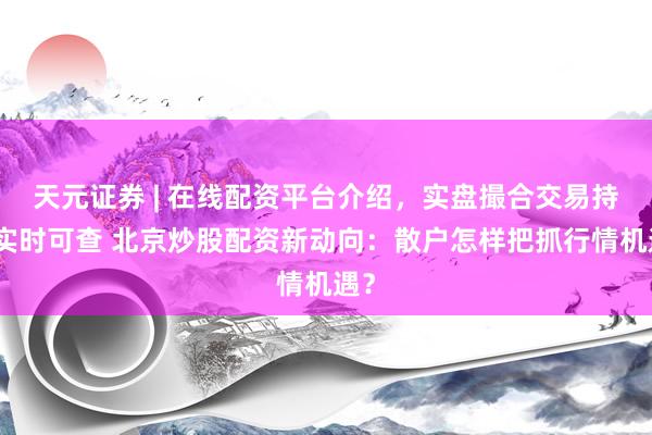 天元证券 | 在线配资平台介绍，实盘撮合交易持仓实时可查 北京炒股配资新动向：散户怎样把抓行情机遇？