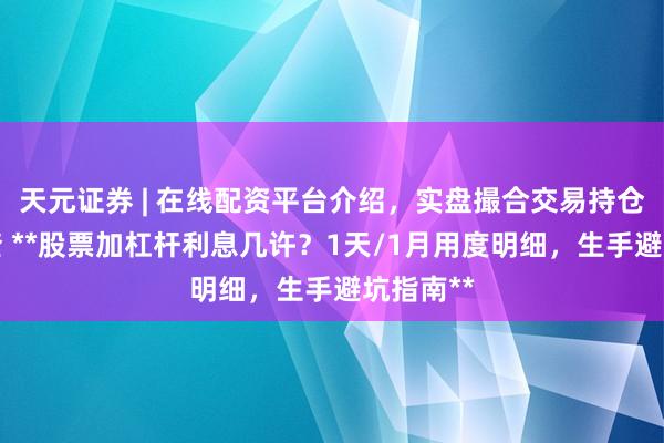 天元证券 | 在线配资平台介绍，实盘撮合交易持仓实时可查 **股票加杠杆利息几许？1天/1月用度明细，生手避坑指南**