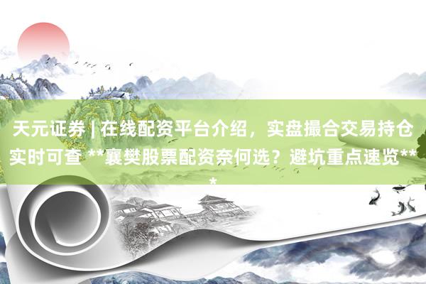 天元证券 | 在线配资平台介绍，实盘撮合交易持仓实时可查 **襄樊股票配资奈何选？避坑重点速览**