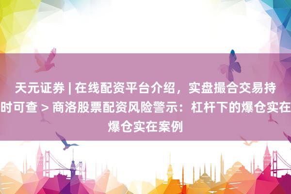 天元证券 | 在线配资平台介绍，实盘撮合交易持仓实时可查 > 商洛股票配资风险警示：杠杆下的爆仓实在案例