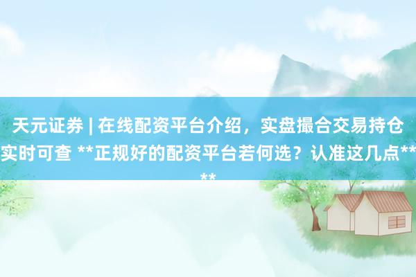 天元证券 | 在线配资平台介绍，实盘撮合交易持仓实时可查 **正规好的配资平台若何选？认准这几点**